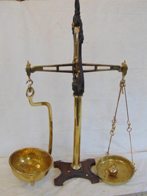J. White & son brass & iron balance scale, brass (1 of 8)