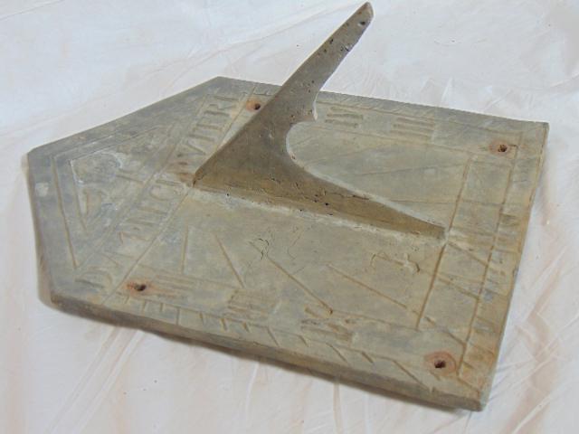 Lead Sundial, 19 inch top to bottom, Marked DVM. LECIT.: Lead Sundial, 19 inch top to bottom, Marked DVM. LECIT. VTERE