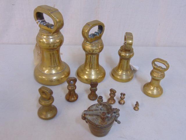 3 Brass Weight sets, 10 pc. Brass Victorian weight set (1 of 9)