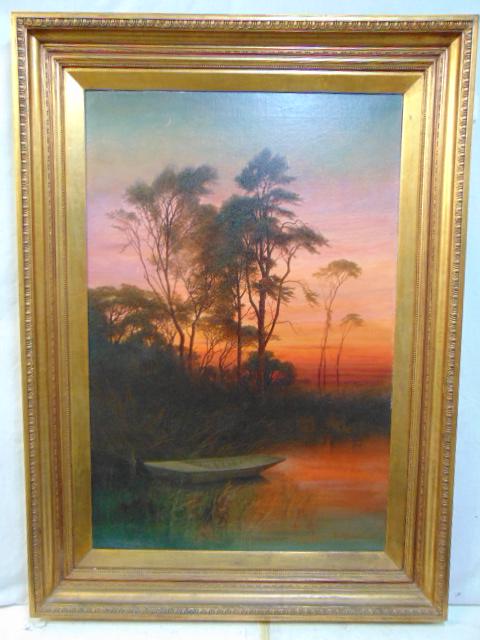 Painting, twilight landscape, F. T. Sibley, 1894, oil (1 of 8)