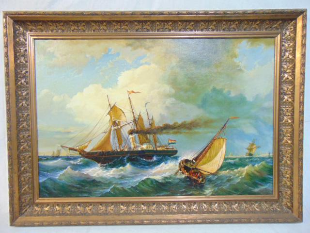 Painting, Steamship on Choppy Seas, after the original. (1 of 6)