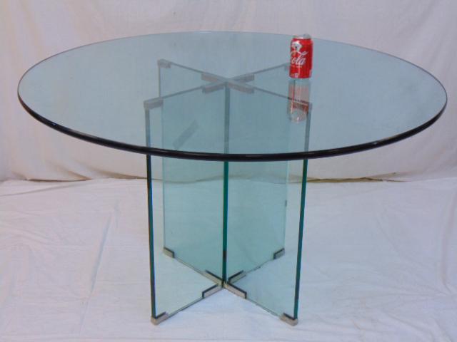 Knoll style glass top & glass base dinette table, could (1 of 6)
