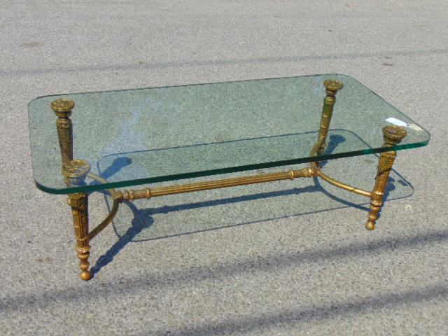 French Style Gilt Iron & Plate Glass Coffee Table, 20th (1 of 6)