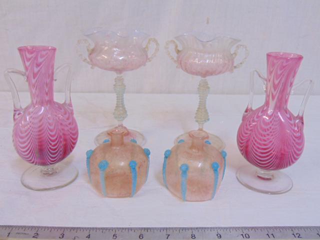 Venetian glass lot, Blown Squat Bottle-Form Vases with (1 of 10)