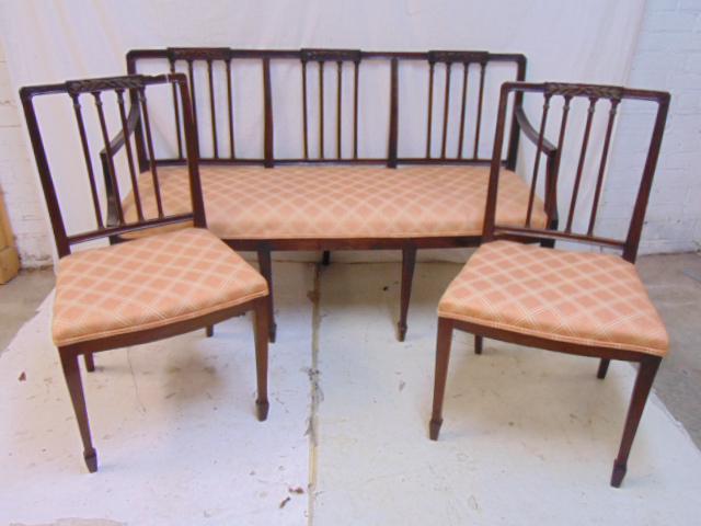 Edwardian parlor set, loveseat & two chairs, various (1 of 4)