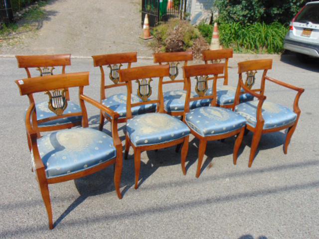 Set (8) Biedermeier Fruitwood & Parcel Gilt Lyre-Back (1 of 12)