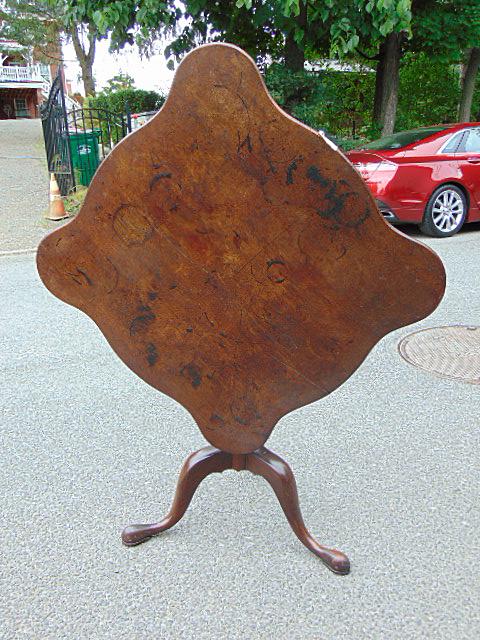 19th century tilt top table, walnut top, 31" by 30", (1 of 6)