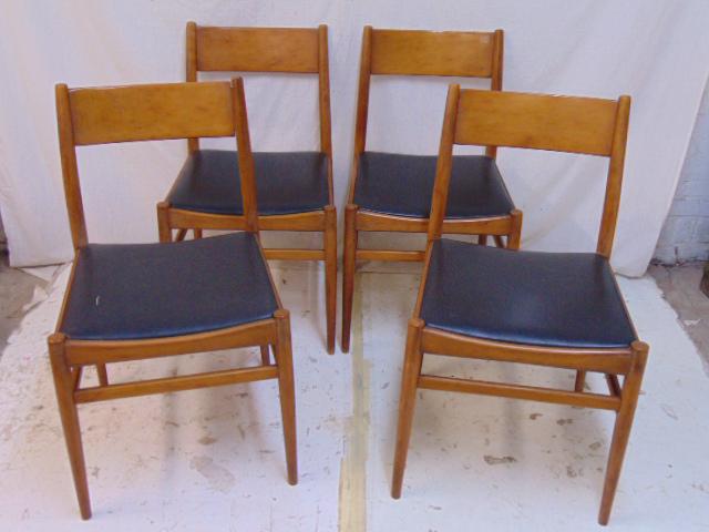 Set 4 Italian MCM chairs, black vinyl seats, one seat (1 of 4)
