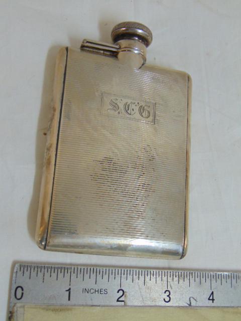 Tiffany & Co sterling flask, dated 8/6/82, monogrammed, (1 of 4)