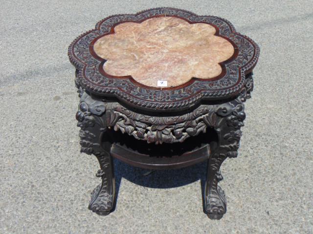 Chinese Ebonized Teak Wood Ornately Carved Stand, 19th (1 of 6)