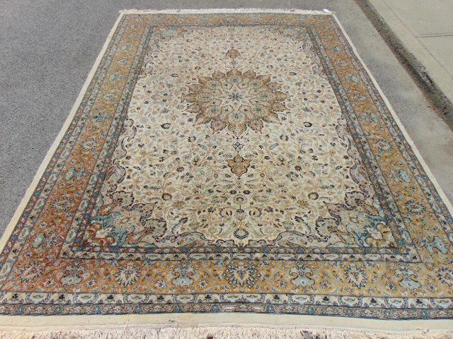 Room Size carpet, ivory field, 11'6" by 8'1", some moth (1 of 7)