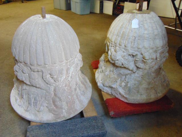 Pair large carved stone garden urns missing plinth (1 of 6)