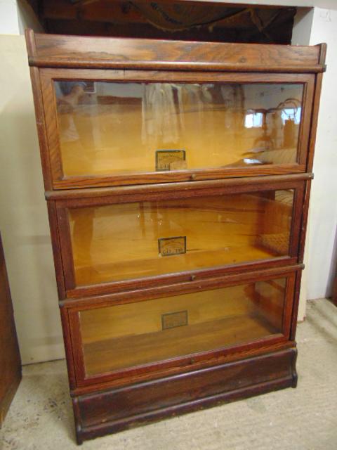 Barrister oak bookcase, 3 stack plus top & bottom, (1 of 4)