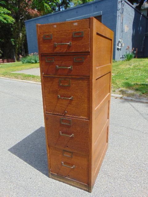 vintage Oak file cabinet, Globe-Wernicke, 5 drawer, two (1 of 5)