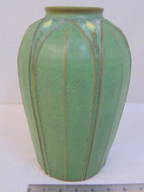 Jemerick art pottery vase, manner of Grueby, (1 of 5)