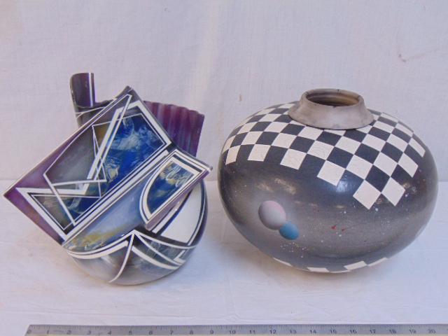 2 Contemporary pottery vases, including a Glazed (1 of 8)