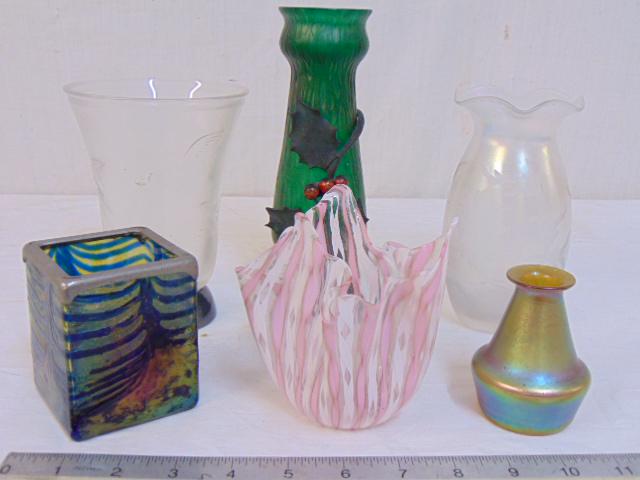 Lot art glass, Art Deco 800 Silver Mounted Vase, and (1 of 6)