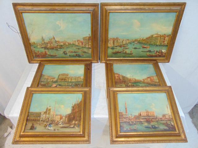 6 Venetian oil paintings, 2 large, 4 small, various (1 of 13)