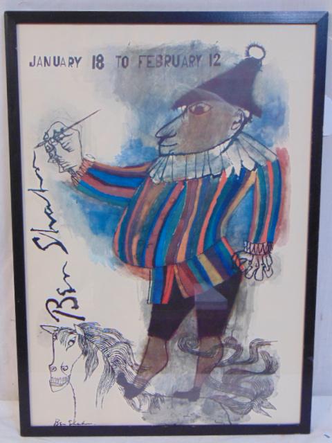 Poster, Ben Shahn, Jester, 1955 exhibition poster, (1 of 3)