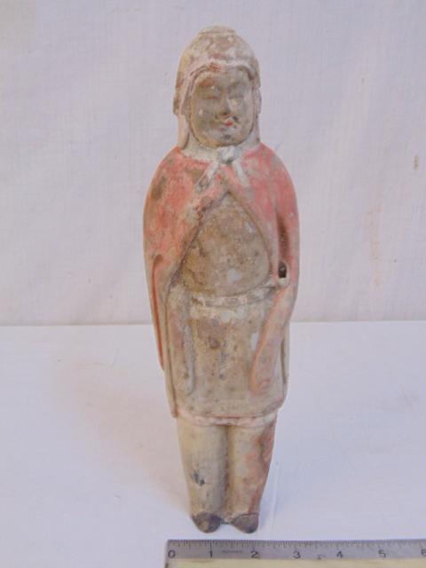 Antique terracotta tomb figure, old red paint, figure: Antique terracotta tomb figure, old red paint, figure is 11.75". NOTE, this item came from a private collection of antiquities, mostly acquired during the 1980's , most items were Asian, Chinese, but