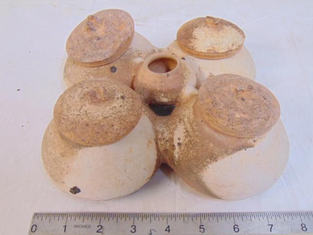 Chinese western Han joined stoneware jar with small (1 of 9)