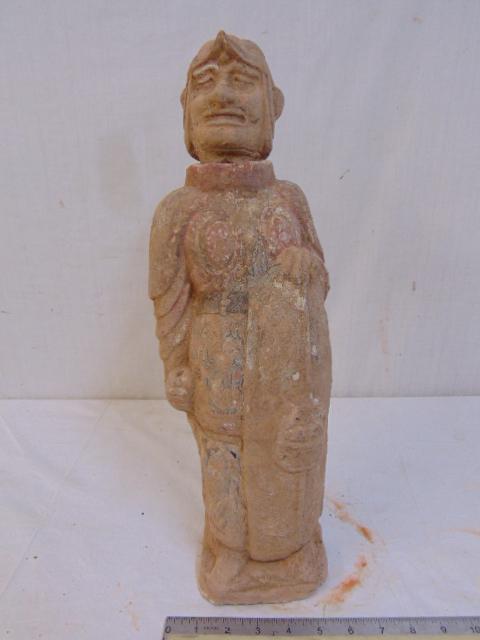 Early Chinese terracotta figure / warrior holding (1 of 8)