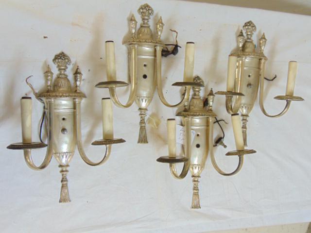 Set 4 silver plated wall sconces, urn shaped, each (1 of 5)