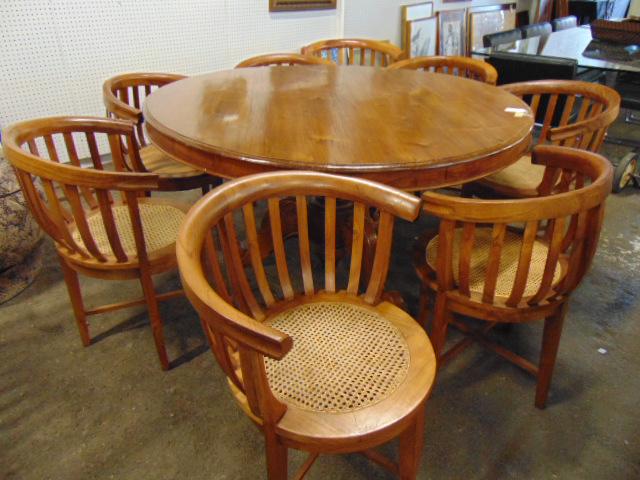 Table & 8 chairs, Anglo-Indian, round table is 59" in (1 of 7)