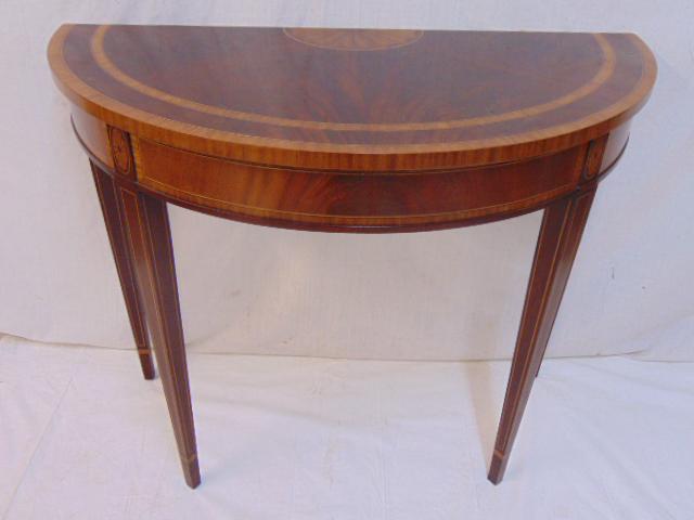 Federal Style Satinwood Inlaid Mahogany Demi-Lune Card (1 of 4)