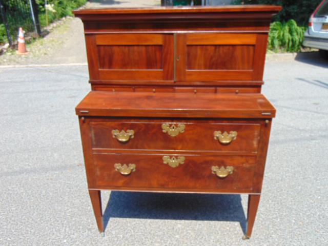 Federal Mahogany Drop-Top Desk/Cabinet, 19thc. Height: Federal Mahogany Drop-Top Desk/Cabinet, 19thc. Height 50"; Width 37.5"