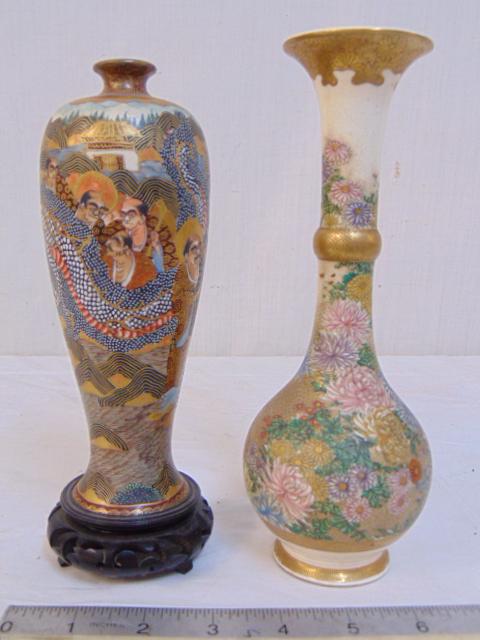 2 Satsuma vases, Japanese Satsuma Pottery Mei’ (1 of 6)