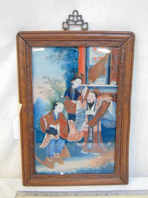 Chinese Export Reverse Painting on Glass, c.1850. (1 of 5)