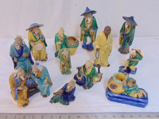 (12) Chinese Glazed Pottery Mud Figures, early 19th (1 of 7)