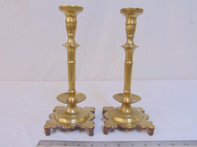 Pair Brass Imperial Russian Candlesticks with Crest & (1 of 5)
