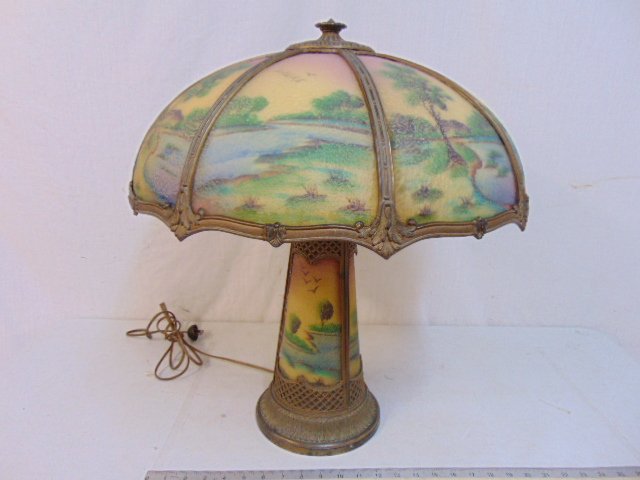 Table lamp with reverse painted shade & base (1 of 9)