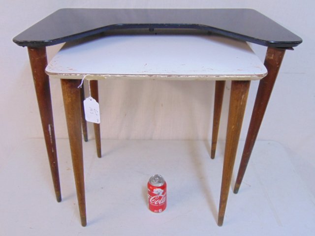 2 Mid Century stack tables, black & white (1 of 4)