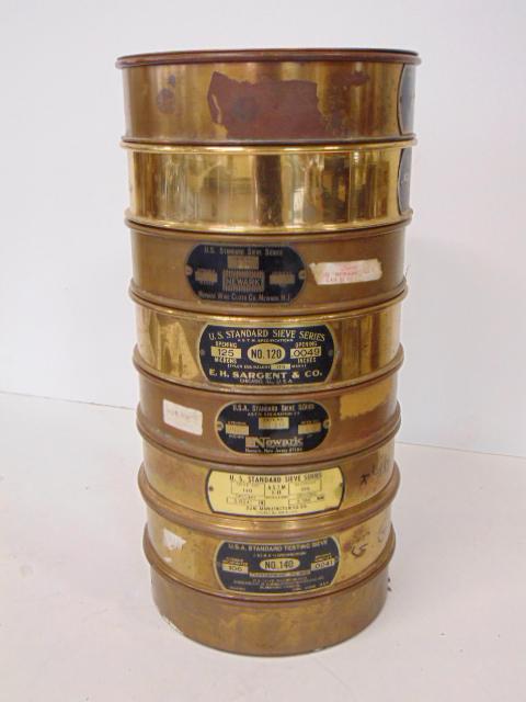 Brass sieve set, 9 piece, lid, catch pan and 7 sieves, (1 of 5)