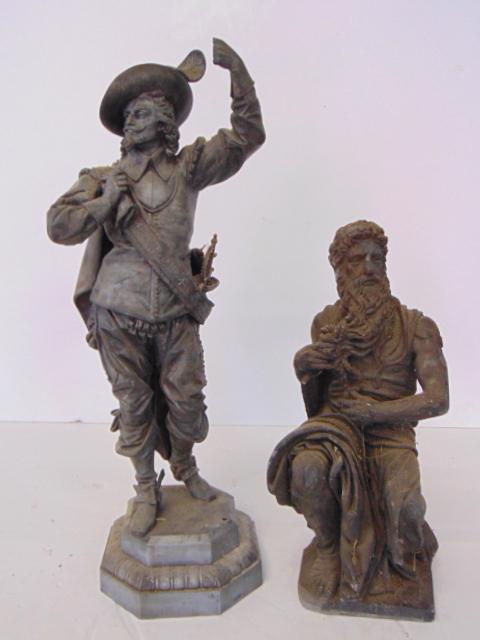 2 Spelter figures, classical figure & figure with hat & (1 of 6)