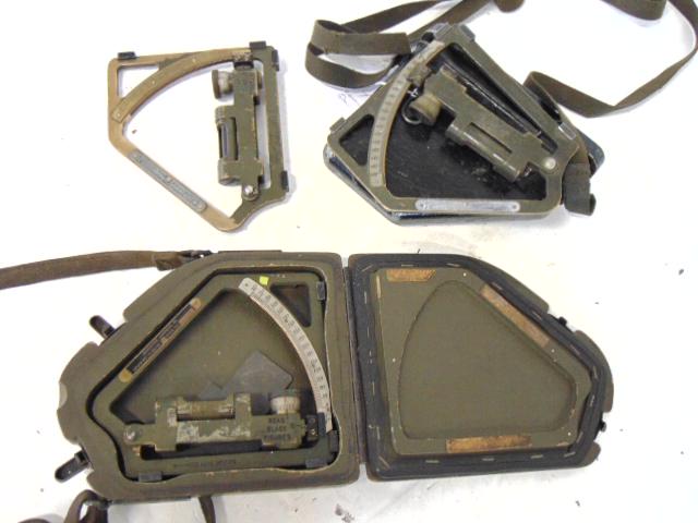 3- Gunners Quadrants, 2- cased- 1 wood, 1- metal, all (1 of 9)