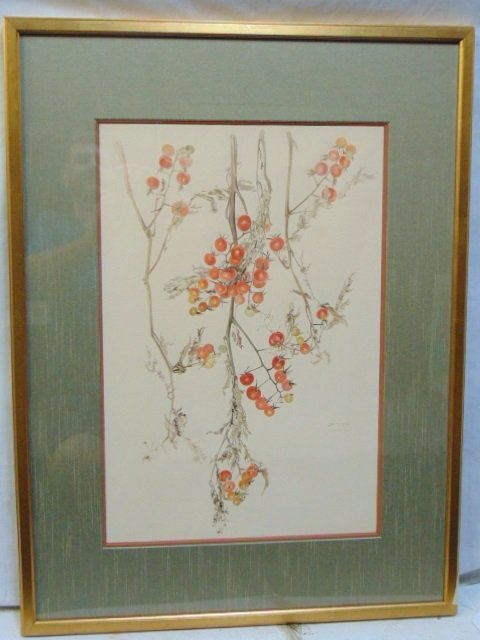 Painting, David Hill, study of berries on branch (1 of 4)