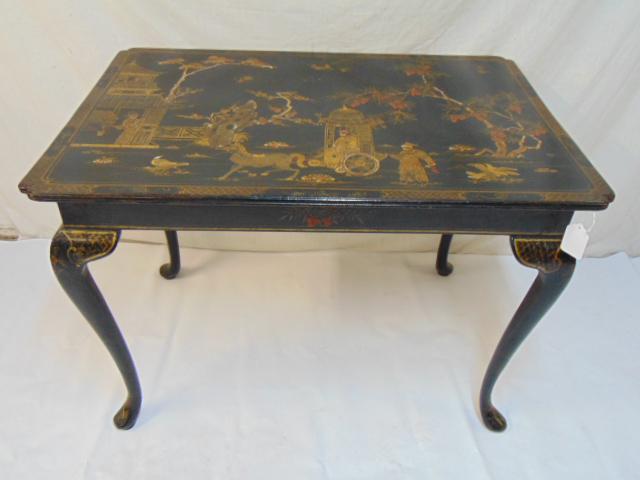 Chinoise table with various painted scenes, table in (1 of 6)