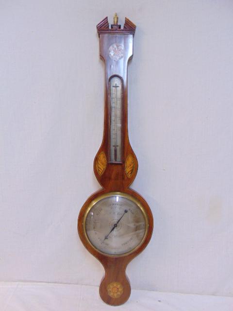 inlaid barometer by J W Cox, Market Harborough (1 of 9)