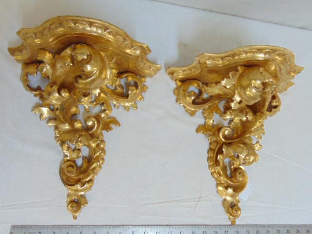 Pair gilt wall shelves, with decorative curls, , each (1 of 5)