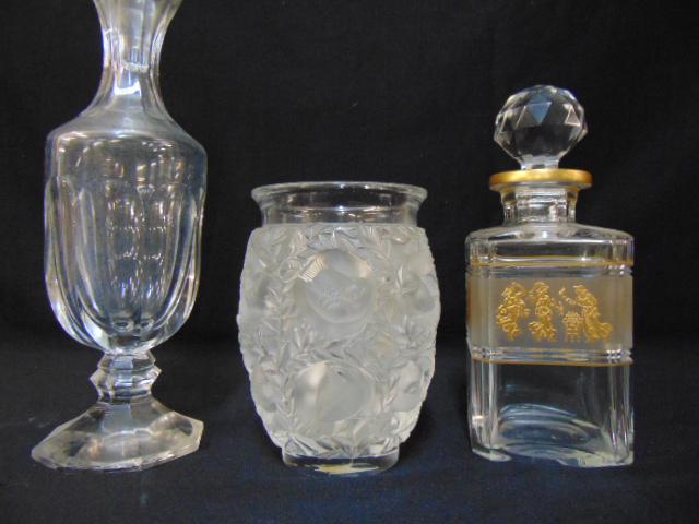 Lalique art glass vase & 2 signed crystal decanters, (1 of 10)
