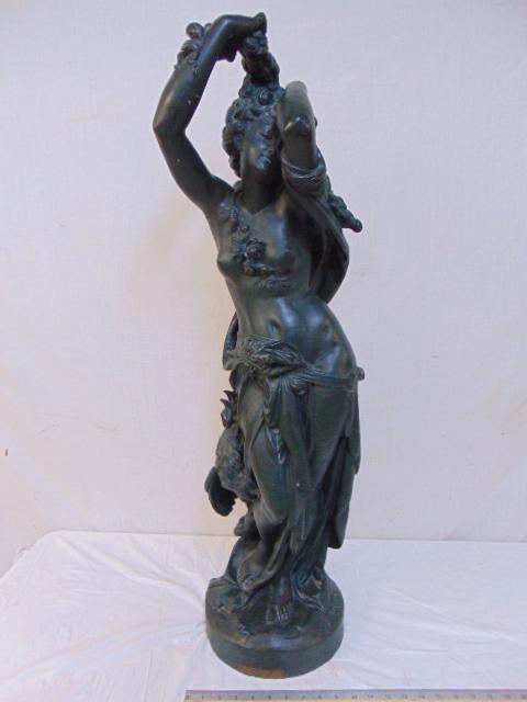 Spelter figure, "Le Reveil", by Carrier Belleuse, green (1 of 6)