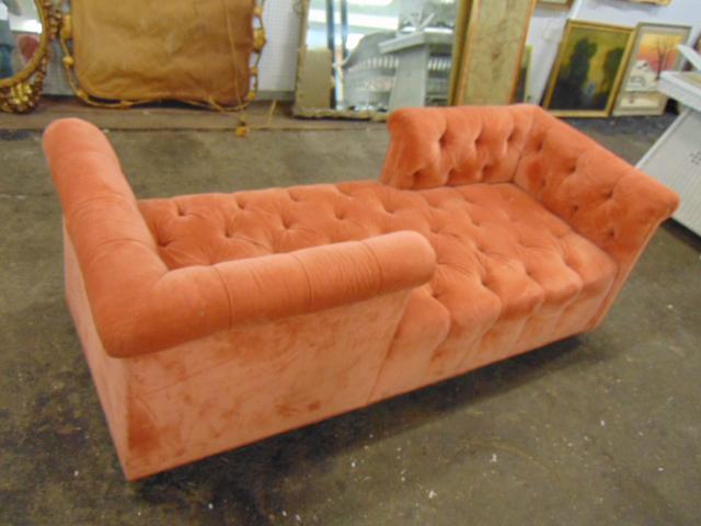 Mid Century upholstered "Tet a tete sofa, with tufted (1 of 6)