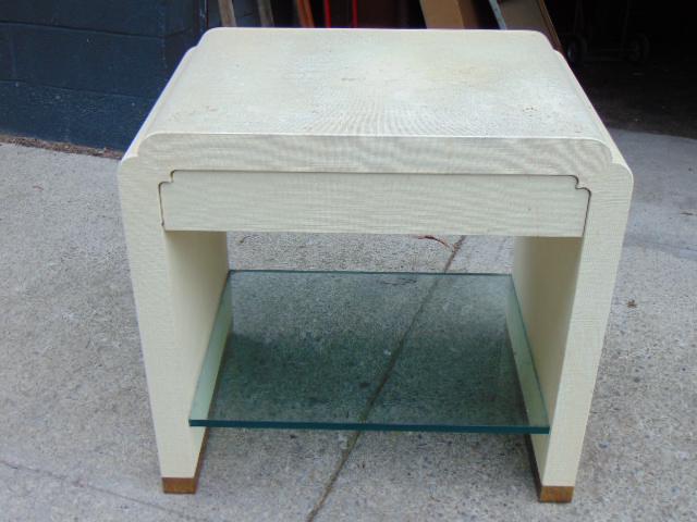 Karl Springer table with drawer & lower glass shelf, (1 of 6)