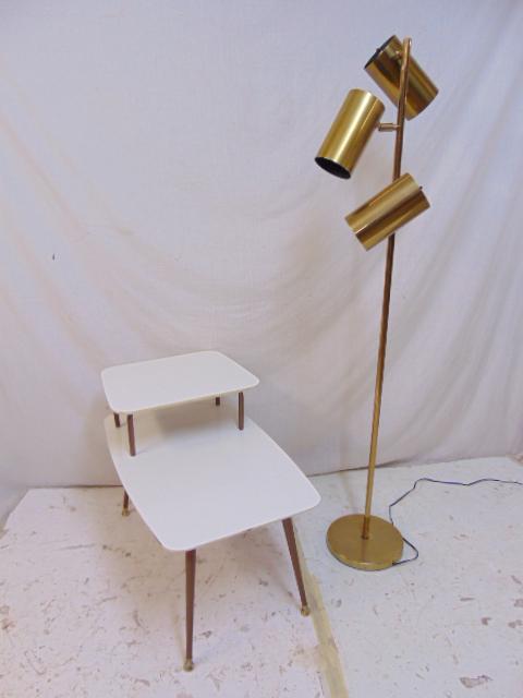 Koch & Lowy floor lamp & side table, brass  Mid Century (1 of 6)