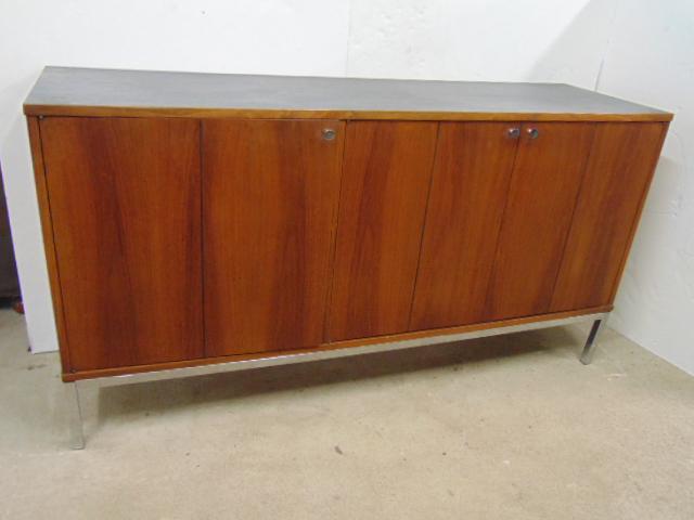 Mid Century cabinet, teak, triple door with faux slate (1 of 5)