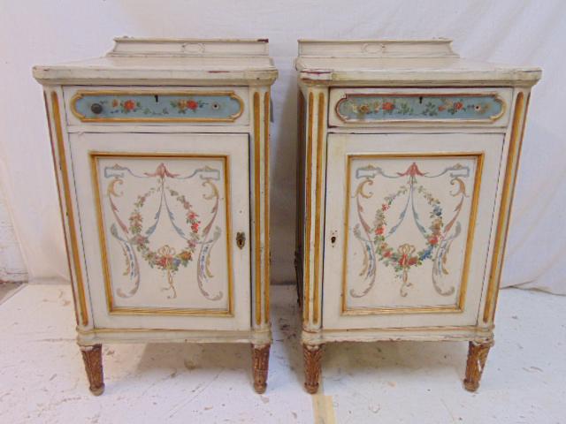Pair of paint decorated cabinets (old vanity sides), (1 of 6)